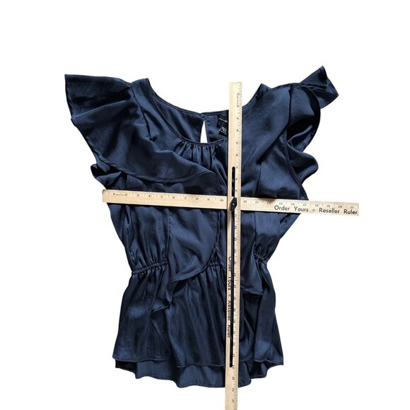 Willi Smith Blouse Womens Large Ruffle Flutter Sleeve Peplum Top Elegant Dressy - Picture 6 of 6